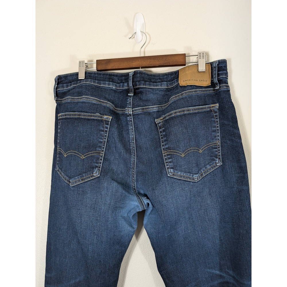 American Eagle Original Straight 36/32 Fit Jeans Mens Dark Wash Indigo Denim - Picture 11 of 12